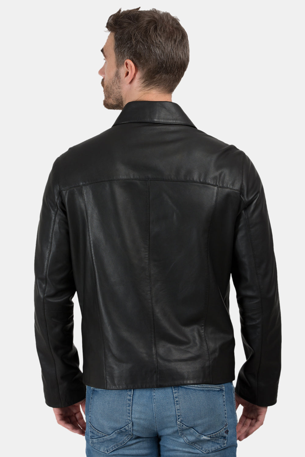 Justanned Distress Leather Denim Jacket M