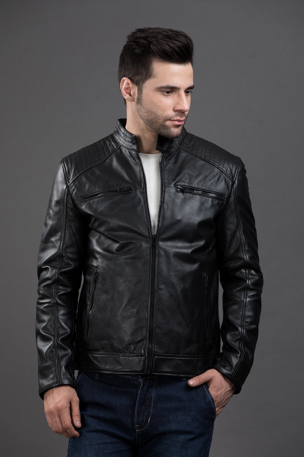 Bikers' sleeveless leather jacket Black (vegan)